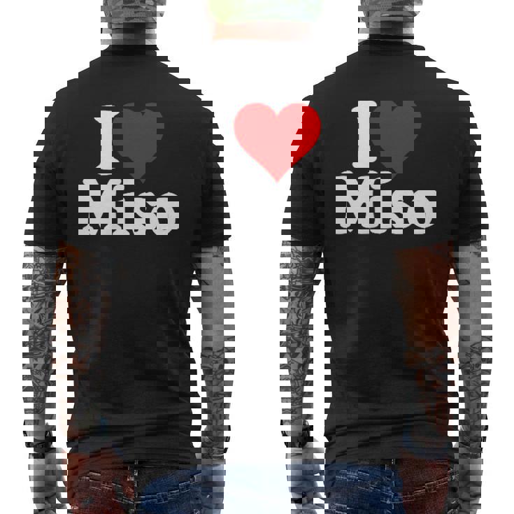 I Love Heart Miso 発酵大豆ペースト ミソスープ メンズTシャツ バックプリント