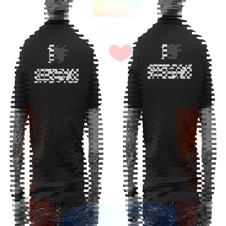 I Love Hitomi 私は愛する Hitomi メンズTシャツ バックプリント