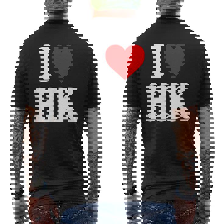 I Love Hk Heart Hong Kong メンズTシャツ バックプリント