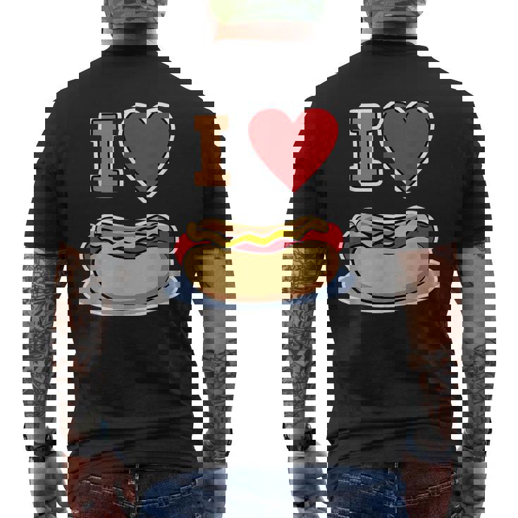 I Love Hot Dog 私はホットドッグを愛している ホットドッグ メンズTシャツ バックプリント