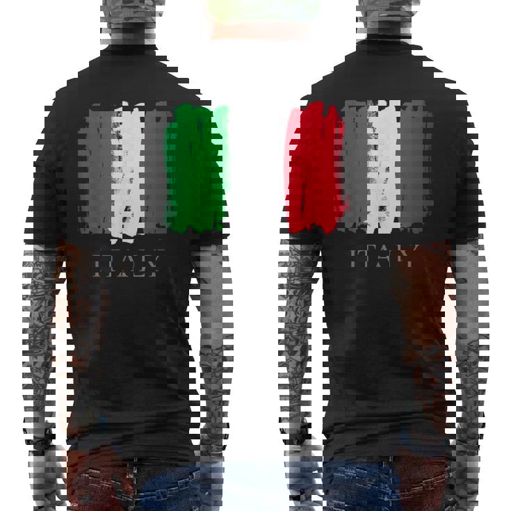 I Love Italy 、クールでキュートなイタリア国旗グラフィックデザイン メンズTシャツ バックプリント