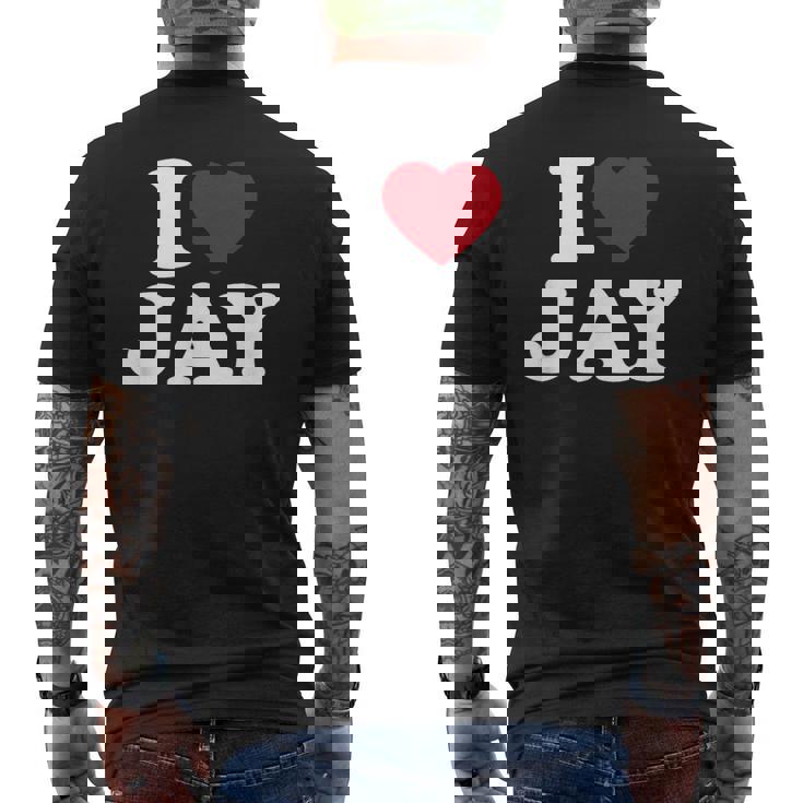 I Love Jay I Heart Jay レッドハート メンズTシャツ バックプリント