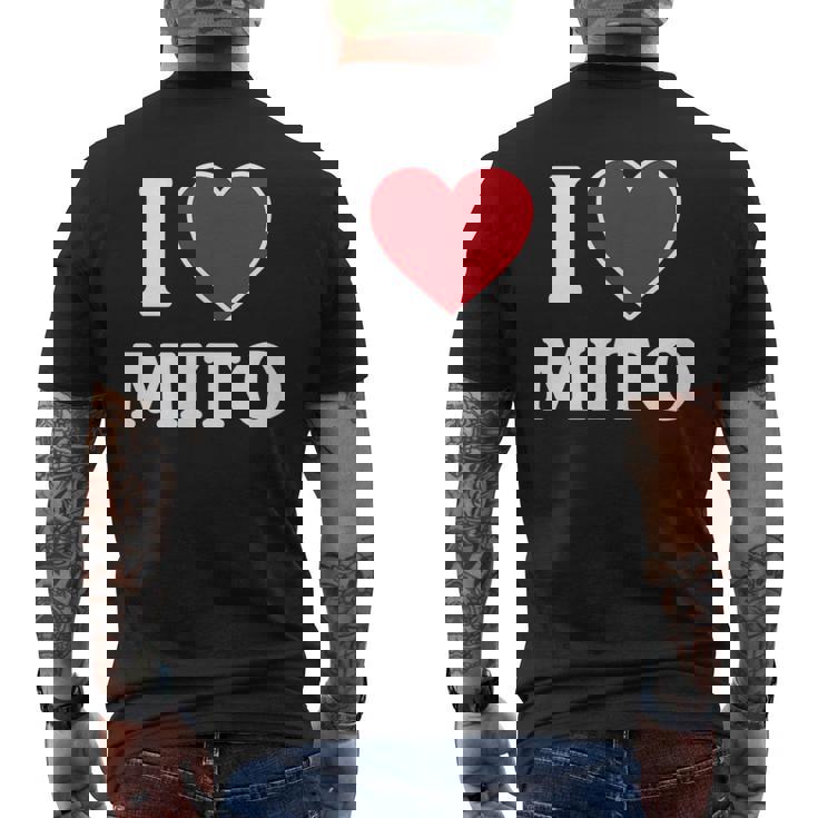 I Love Mito、ハートのある日本の都市 メンズTシャツ バックプリント