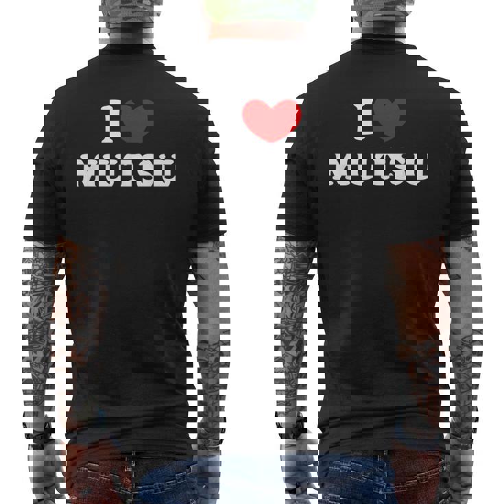 I Love Mutsu 私は愛する Mutsu メンズTシャツ バックプリント