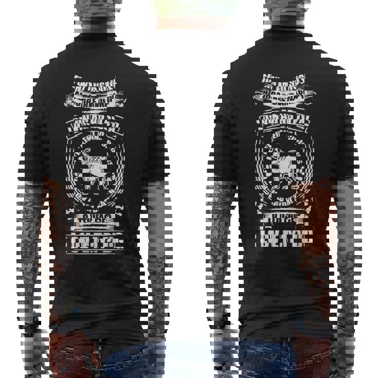 Love My Pug Dog メンズTシャツ バックプリント