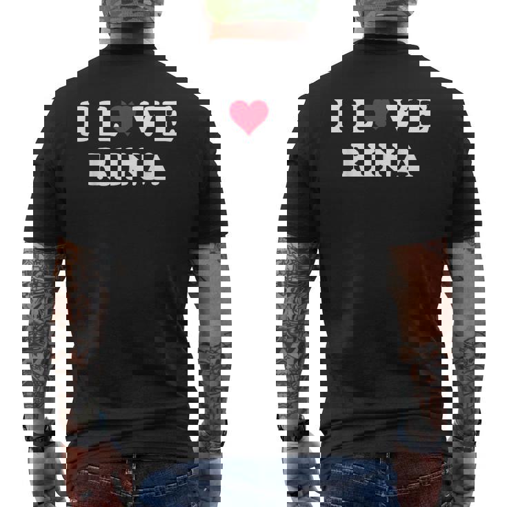 I Love Rina マッチング ガールフレンド&ボーイフレンド リナの名前 メンズTシャツ バックプリント