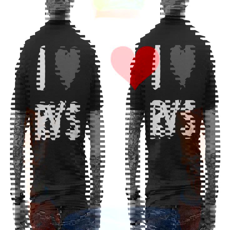 I Love Rv のレクリエーションビークル キャンプ キャンピングカー 旅行 旅行 メンズTシャツ バックプリント