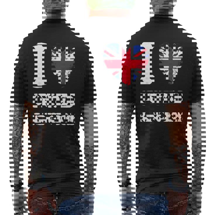 I Love United Kingdom ハートフラッグ イギリス Uk グレートブリテン メンズTシャツ バックプリント