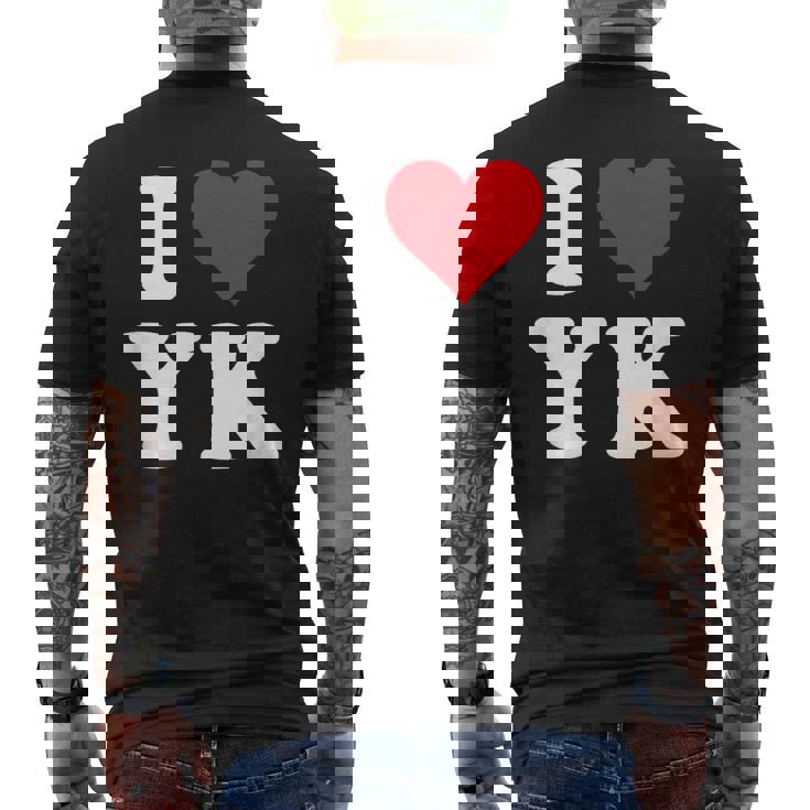 I Love Yk Initials I Heart YK First Last Name Y K メンズTシャツ バックプリント