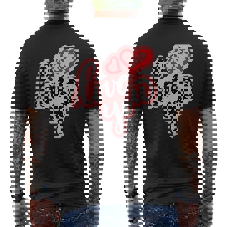 Love You Heart バレンタインデー 好きな人 パートナー 愛 メンズTシャツ バックプリント