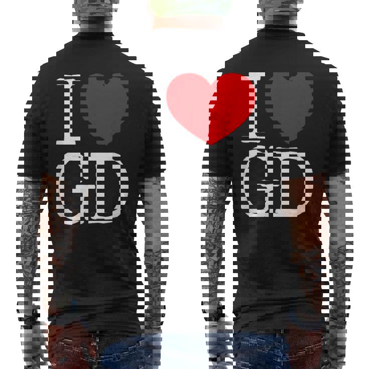 I Love ハート Gd メンズTシャツ バックプリント