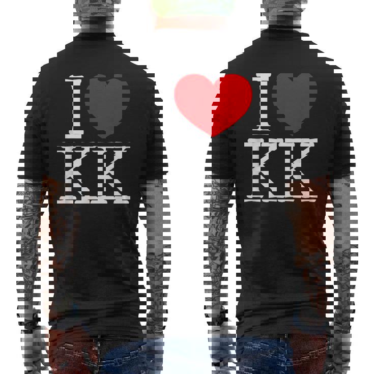 I Love ハート Kk メンズTシャツ バックプリント