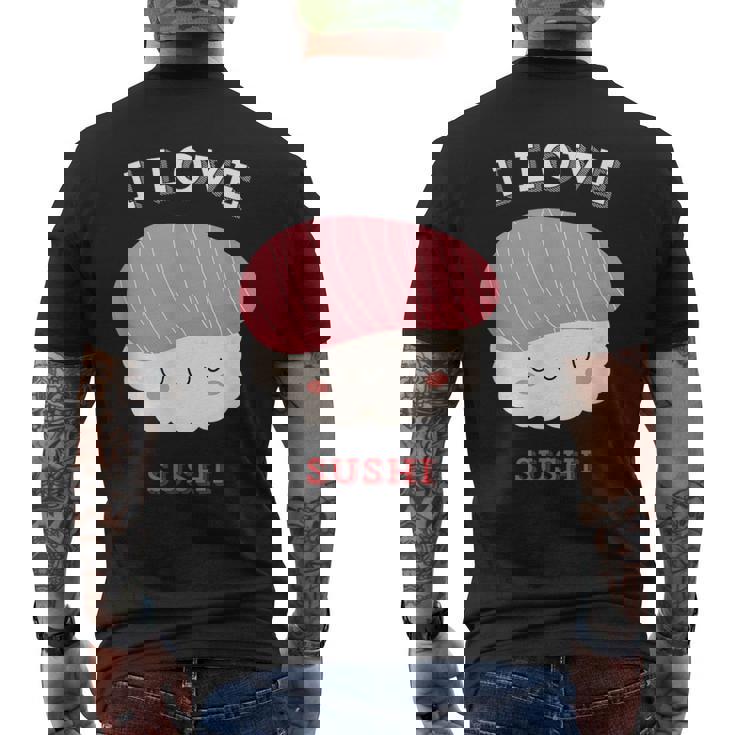 I Loveushi I Loveushi Japan Food 巻にぎり魚 メンズTシャツ バックプリント