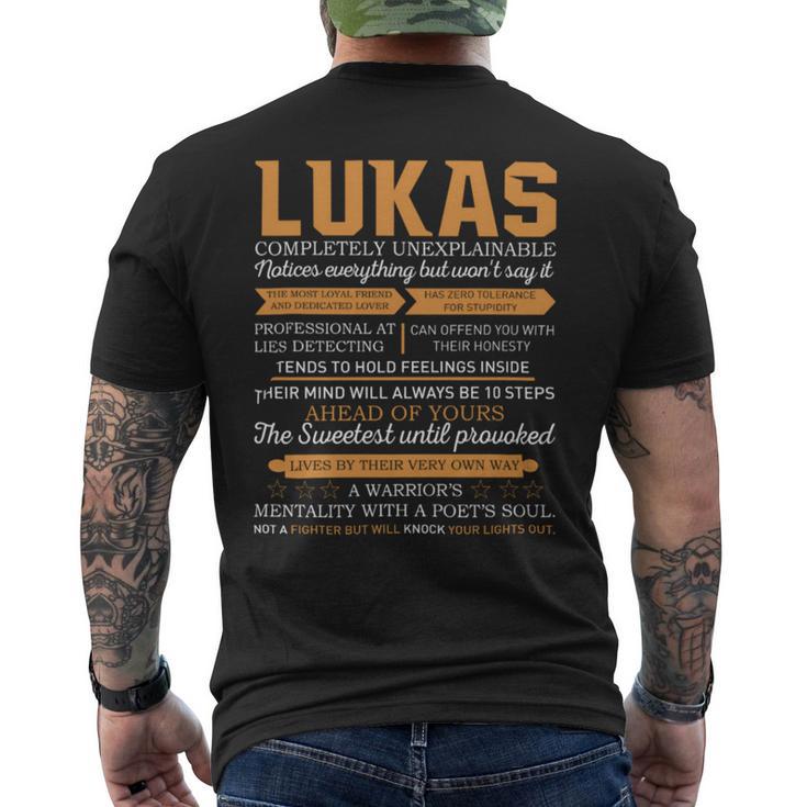 Lukas Completely Unexplainable Notices Everything But Won’T Say It Name Men's T-shirt Back Print