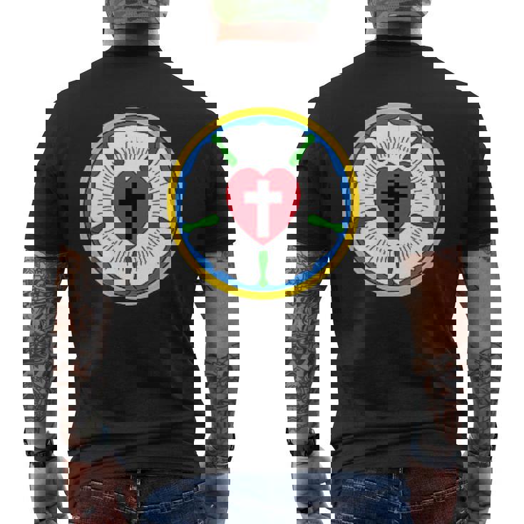 Lutheran Church Luther Roseeal ロゴ エンブレム メンズTシャツ バックプリント