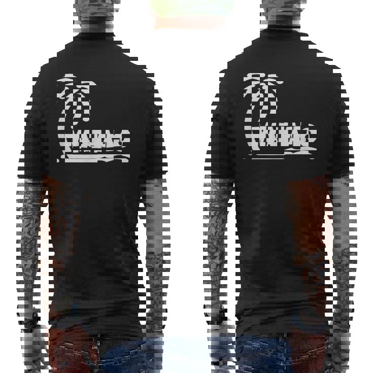 Mahalo サンクス ハワイ ヤシの木 ビーチ ホリデーギフト サンサーフ メンズTシャツ バックプリント