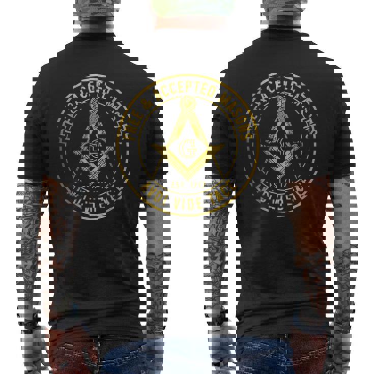 Mason Freemason フリーメイソン シンボル スクエア&コンパス シュライナー メンズTシャツ バックプリント