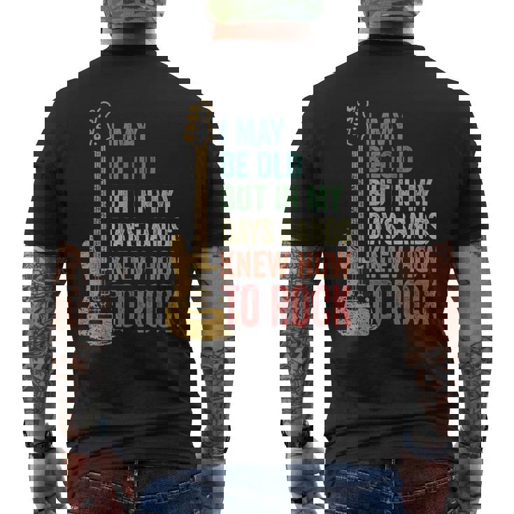 I May Be Old クールバンド レトロギター フェンダー ロックンロール メンズTシャツ バックプリント
