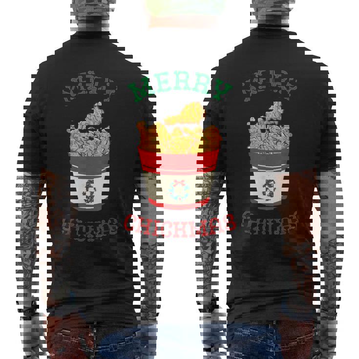 Merry Chickmas フライドチキン 面白い クリスマス フライドチキン メンズTシャツ バックプリント