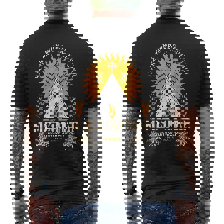 Midsommarurvival Club 怖いホラー サマーフェスティバル メンズTシャツ バックプリント