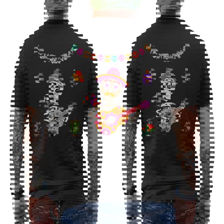 Mignon Dia De Los Muertos Guitare Mexicainequelette Enucre Pour Enfants T-shirt imprimé au dos