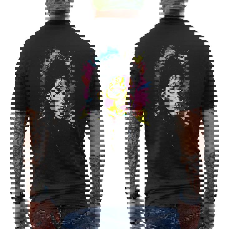 Mj Bad World 白黒スプラッター メンズTシャツ バックプリント