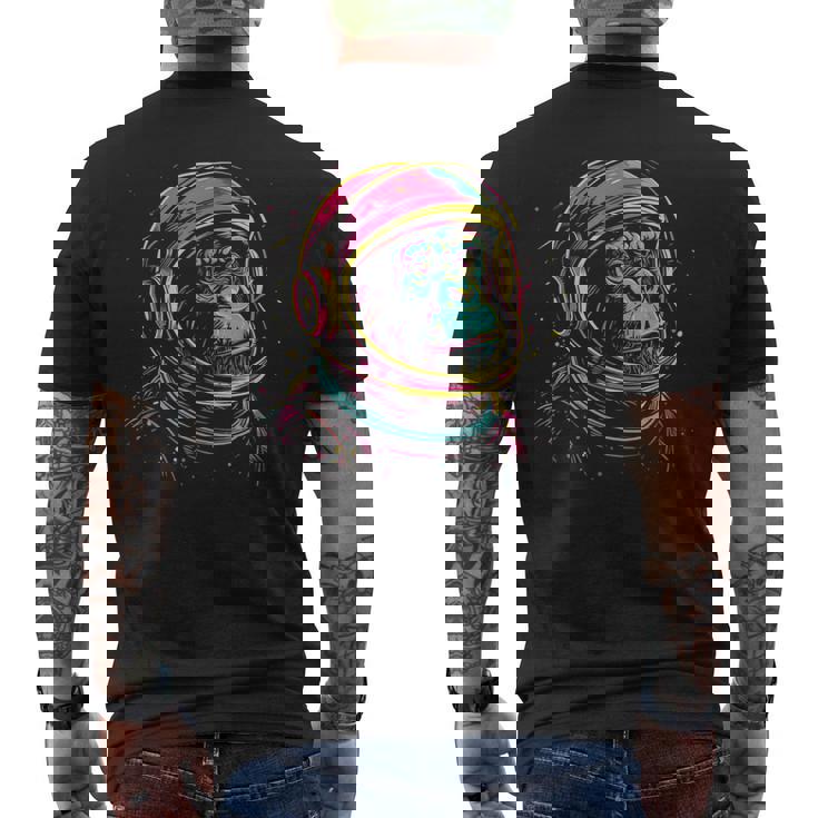 Mono Chimpancé Astronauta Diseño De Neón De Chimpancé Espacial Camiseta Hombre Estampado Espalda