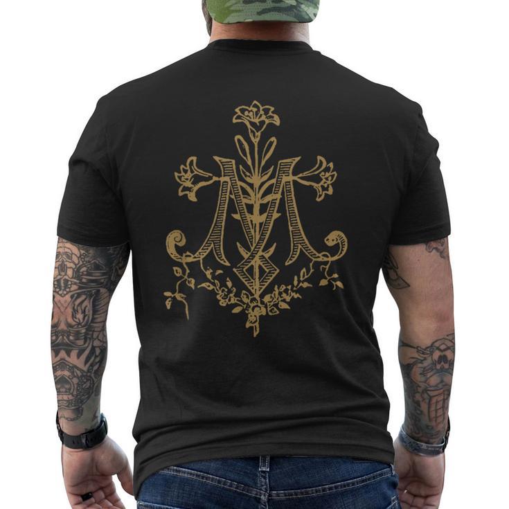 Monogrammeintageierge Marie Auspice Maria Catholique T-shirt imprimé au dos