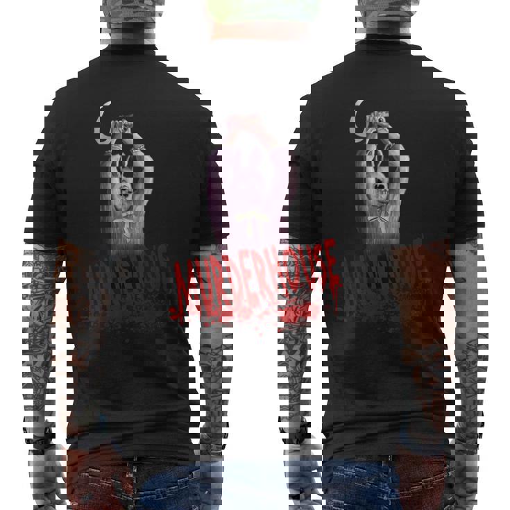 Murder House イースターバニー サバイバル ホラー ゲーム マニアック メンズTシャツ バックプリント