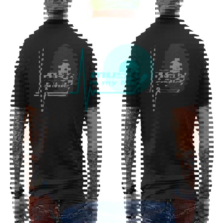 Music Is My Life Quote テクノハウス ダブ ステップ トランスハウス メンズTシャツ バックプリント