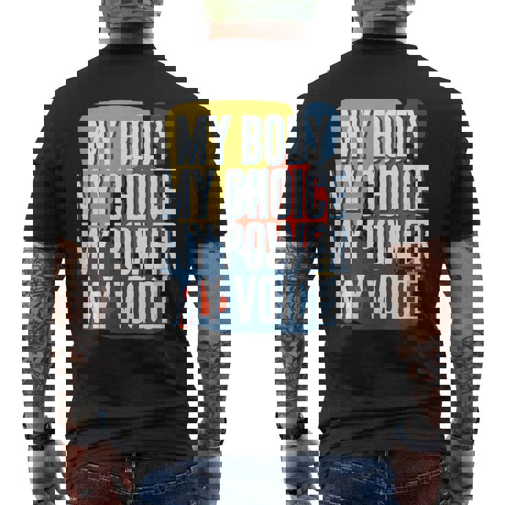My Body Choice Power Andoice フェミニストポジティブ メンズTシャツ バックプリント