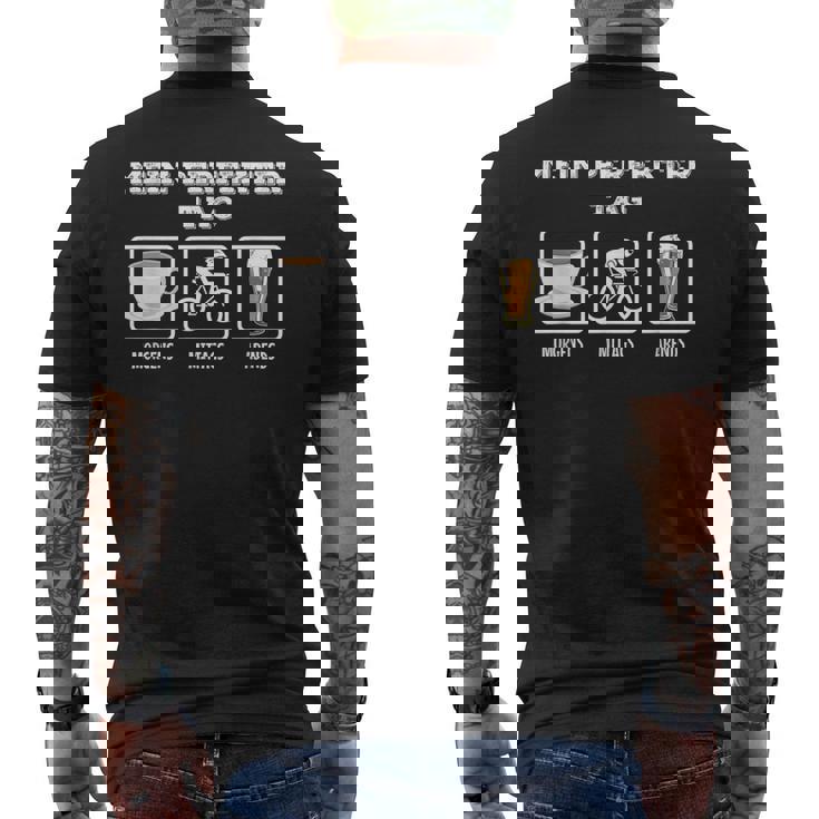 My Perfect Day コーヒー ロードバイク ビール 自転車 メンズTシャツ バックプリント