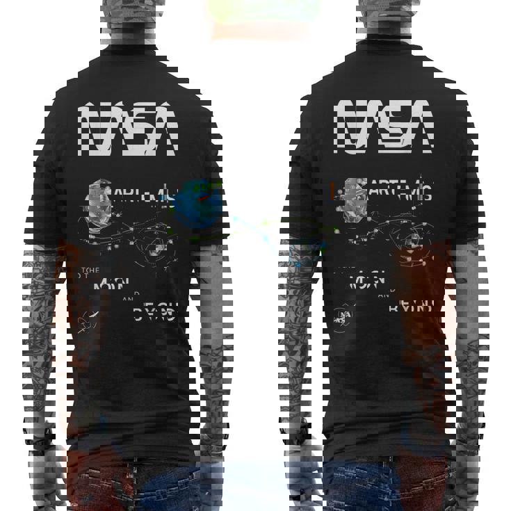 Nasa アルテミスミッション探査記章ワームロゴ メンズTシャツ バックプリント