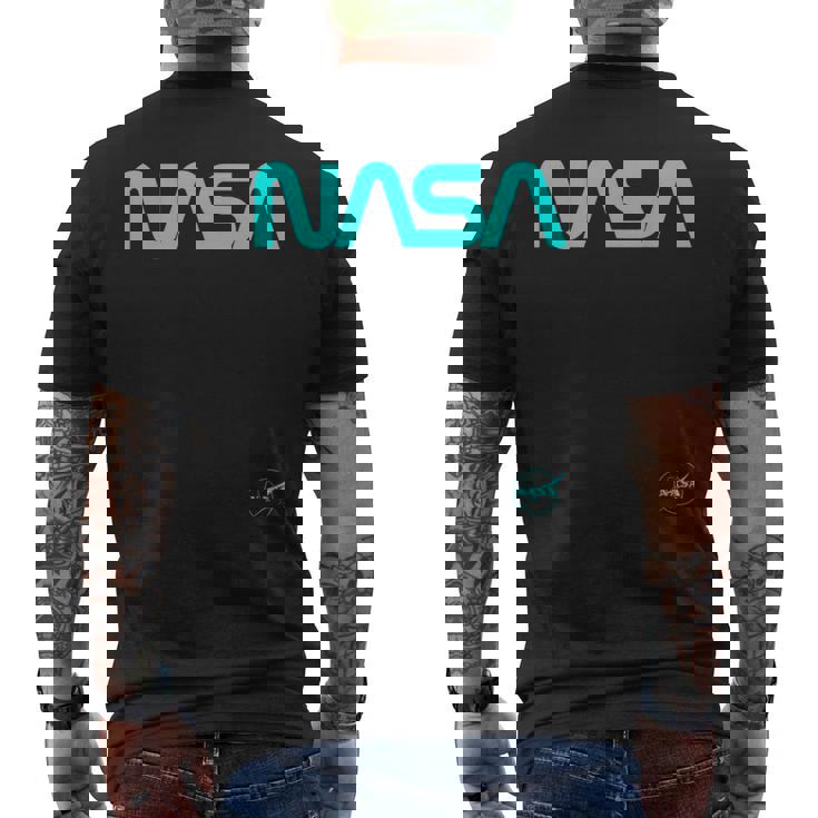 Nasaワームと記章のロゴ メンズTシャツ バックプリント