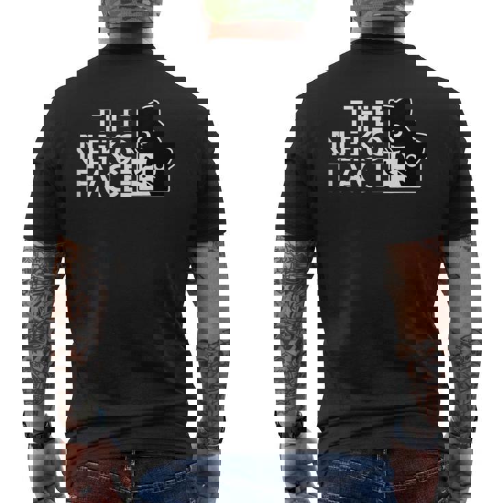 The Neko Face ザ・ネコ・フェイス《ホワイト文字》猫 ハチワレ パロディ ゆるくて かわいい 面白 イラスト メンズTシャツ バックプリント