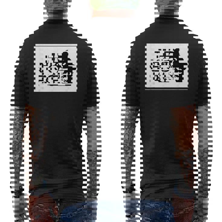 The Neko Face ザ・ネコ・フェイス『ノラネコさん』猫 ハチワレ パロディ ゆるくて かわいい 面白 イラスト メンズTシャツ バックプリント