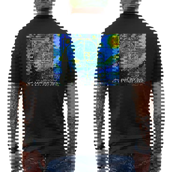 Nerdy 星月夜 フィボナッチ ゴールデン スパイラル 数学の先生 メンズTシャツ バックプリント