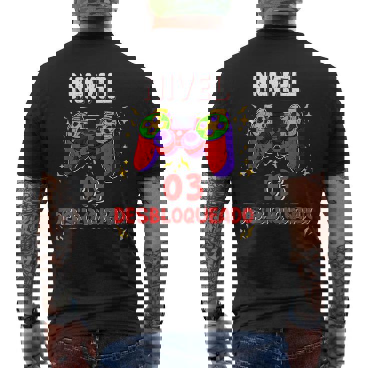 Nivel 3 Desbloqueado Gamer 3 Años Niño Nivel 3 Unlocked Camiseta Hombre Estampado Espalda