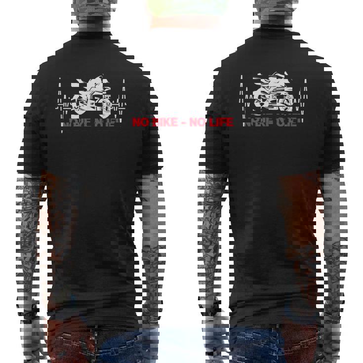 No Bike No Life 面白い オートバイ ハートビート メンズTシャツ バックプリント