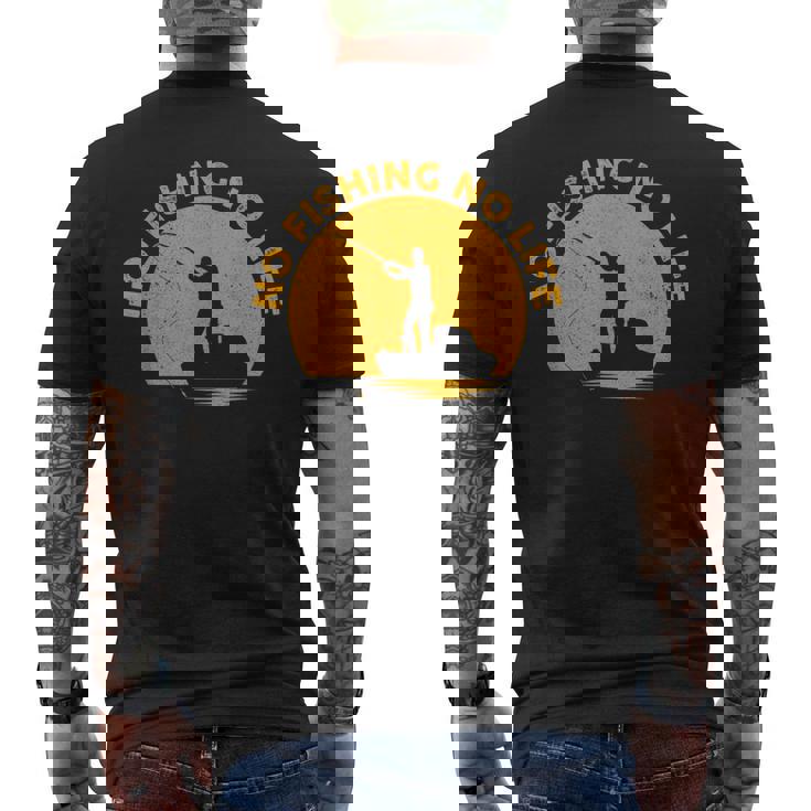 No Fishing No Life 釣り フィッシング ロゴ プリント メンズTシャツ バックプリント