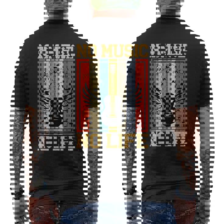 No Music No Life 音符ミュージシャン メンズTシャツ バックプリント