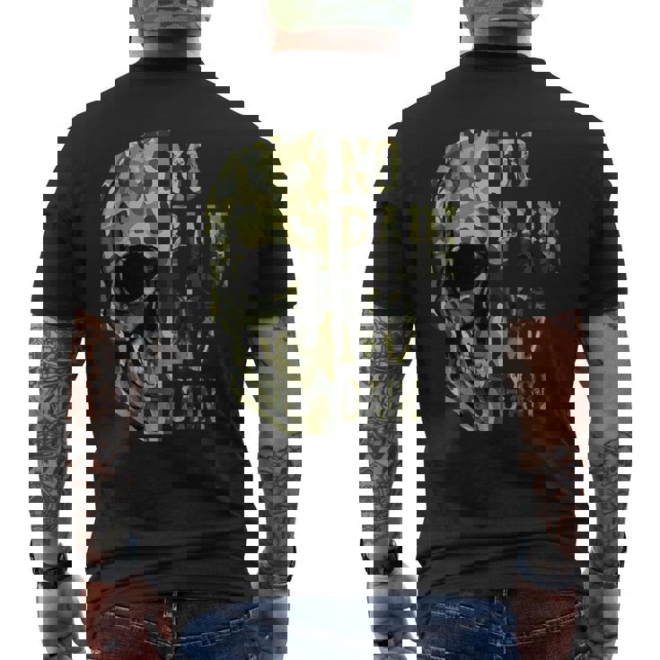 No Pain No Gain- メンズ スカル マインドセット モチベーションジム メンズTシャツ バックプリント