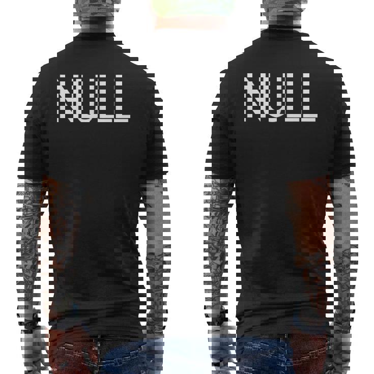 Null Computer サイエンスコード エラー ユーモア エンジニア メンズTシャツ バックプリント