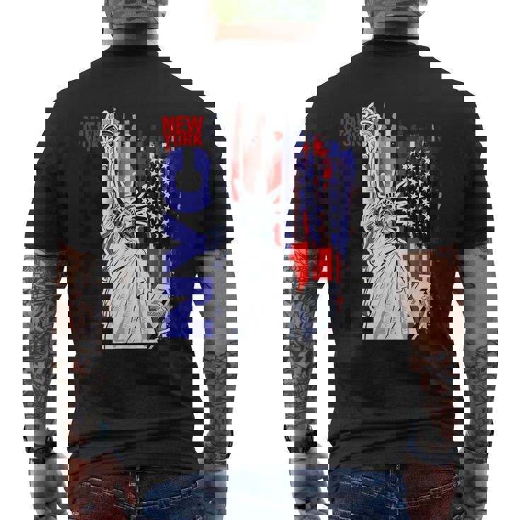 Nyc ニューヨーク市自由の女神 アメリカ国旗 メンズTシャツ バックプリント