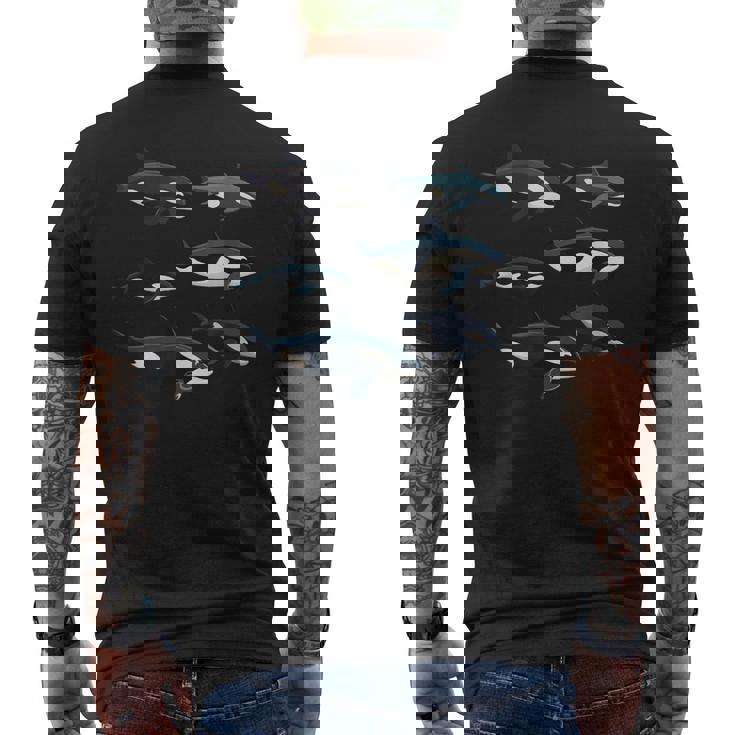 Orcas Killer Whale Pod Group グラフィック メンズTシャツ バックプリント