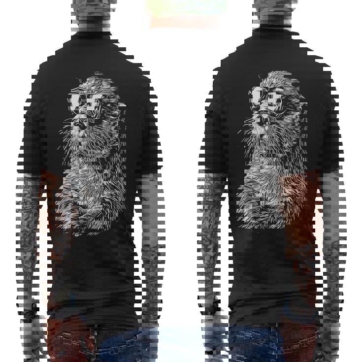 Otter サングラス おもしろい かわいい 動物 ラッコ 恋人 メンズTシャツ バックプリント