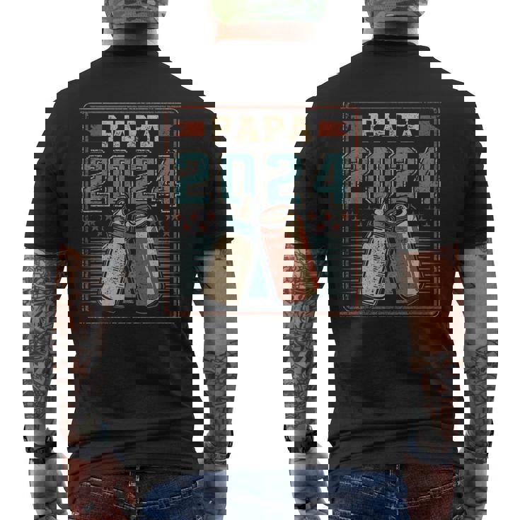 Papa 2024 初めてのパパ 父の日 新しい父親の父性 メンズTシャツ バックプリント