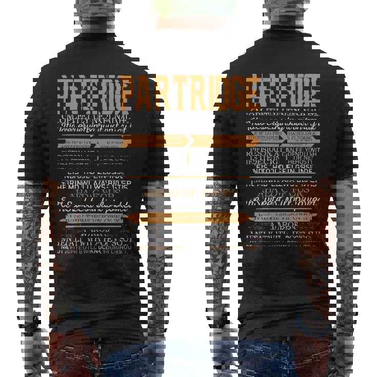 Partridge Completely Unexplainable Notices Everything But Won’T Say It Name Men's T-shirt Back Print