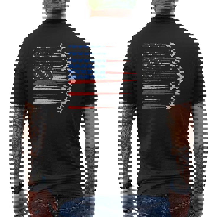 Patriotic Fighter Jets Usa Flag Red White & Blue 4Th Of July Men's T-shirt Back Print
