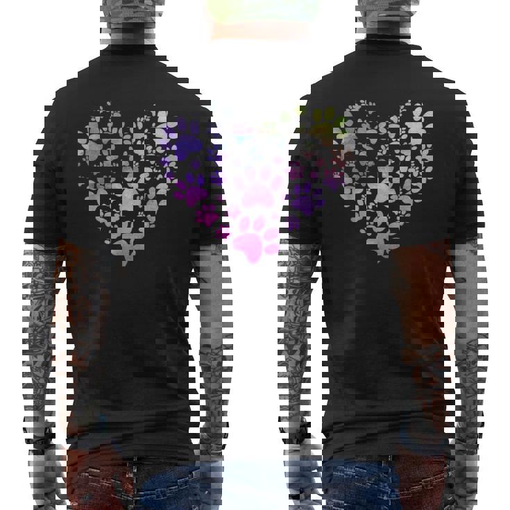 Paw Heart 足跡 犬のハート 犬のアクセサリー ギフト メンズTシャツ バックプリント